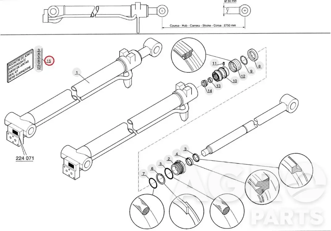 550697, Комплект уплотнений, Manitou