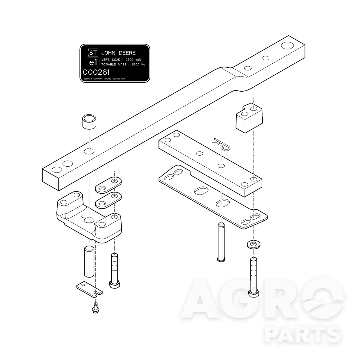 RE211553, Комплект  сцепки, John Deere