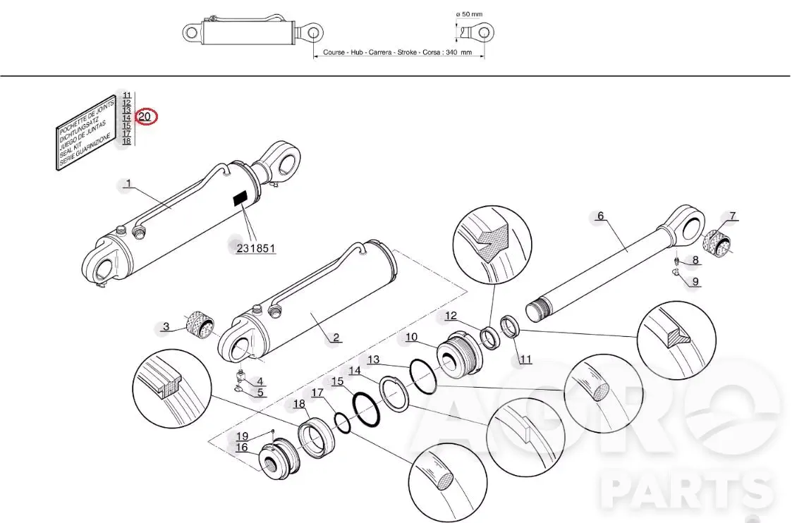 601659, Комплект уплотнений, Manitou